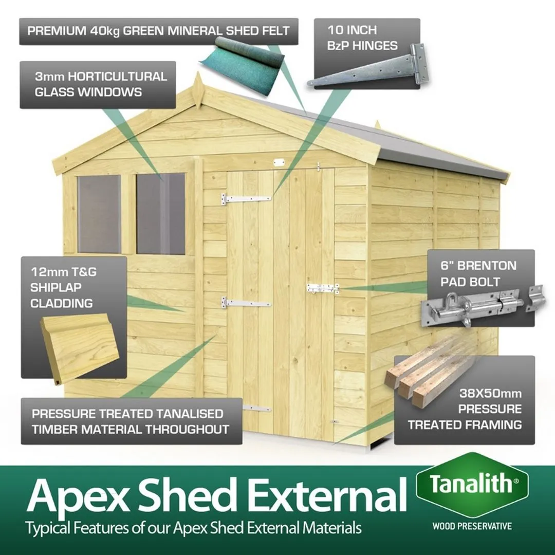 Buttercup Farm 4 x 14 Feet Apex Shed - Single Door W/O Window - L417 x W118 x H217 cm in Brown 3
