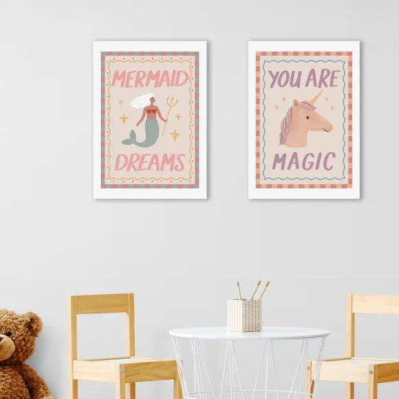 East End Prints Set of 2 Mermaid and Unicorn Prints 1