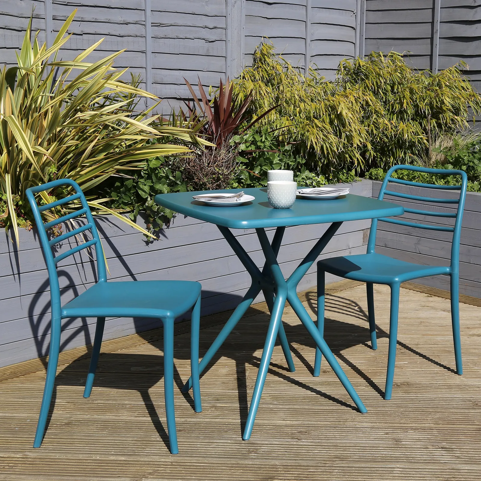 Plastic 2 Seater Bistro Set Blue