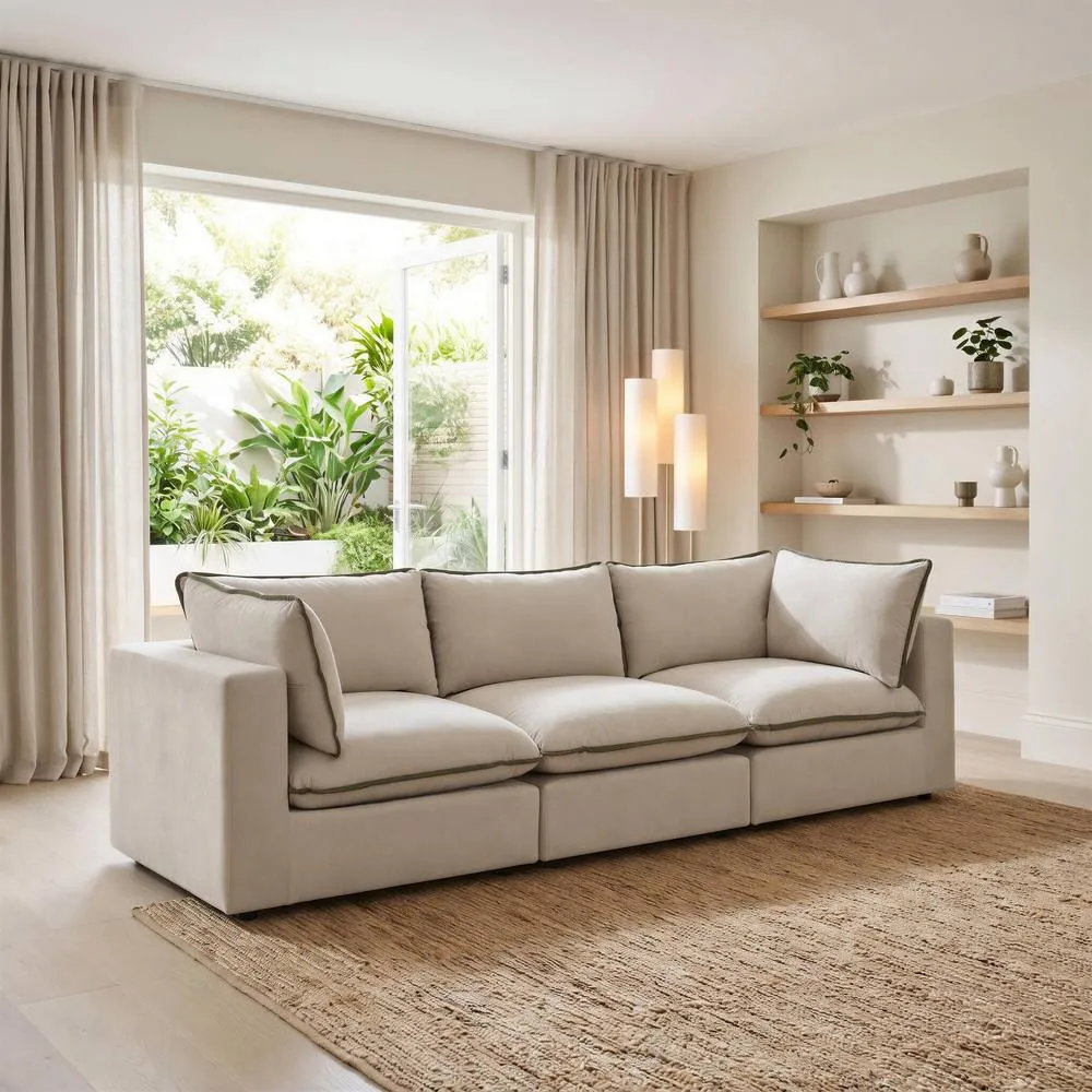 FurnitureboxUK Echo Linen-Look Fabric 3 Seater Modular Sofa 2