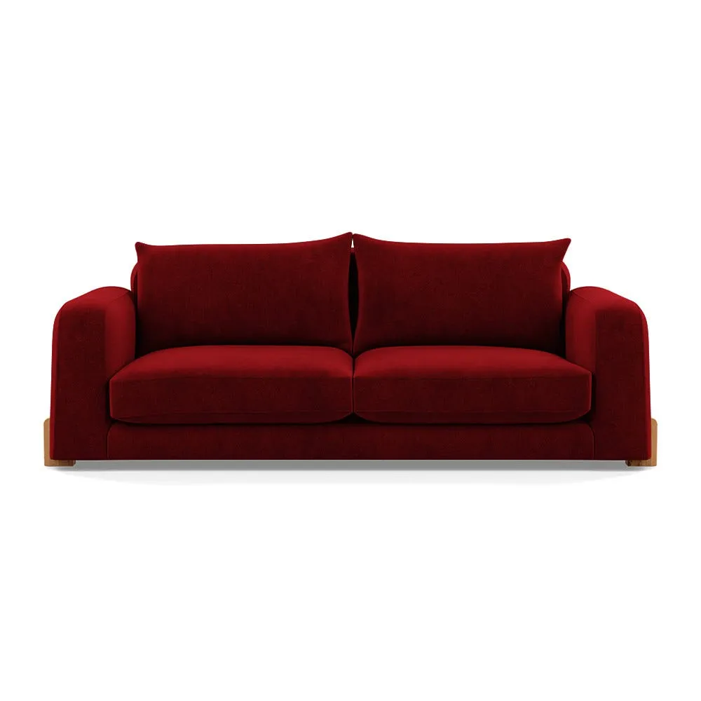Heal's Nuvola 4 Seater Sofa Smart Luxe Velvet Mulberry Natural Oak Feet 1