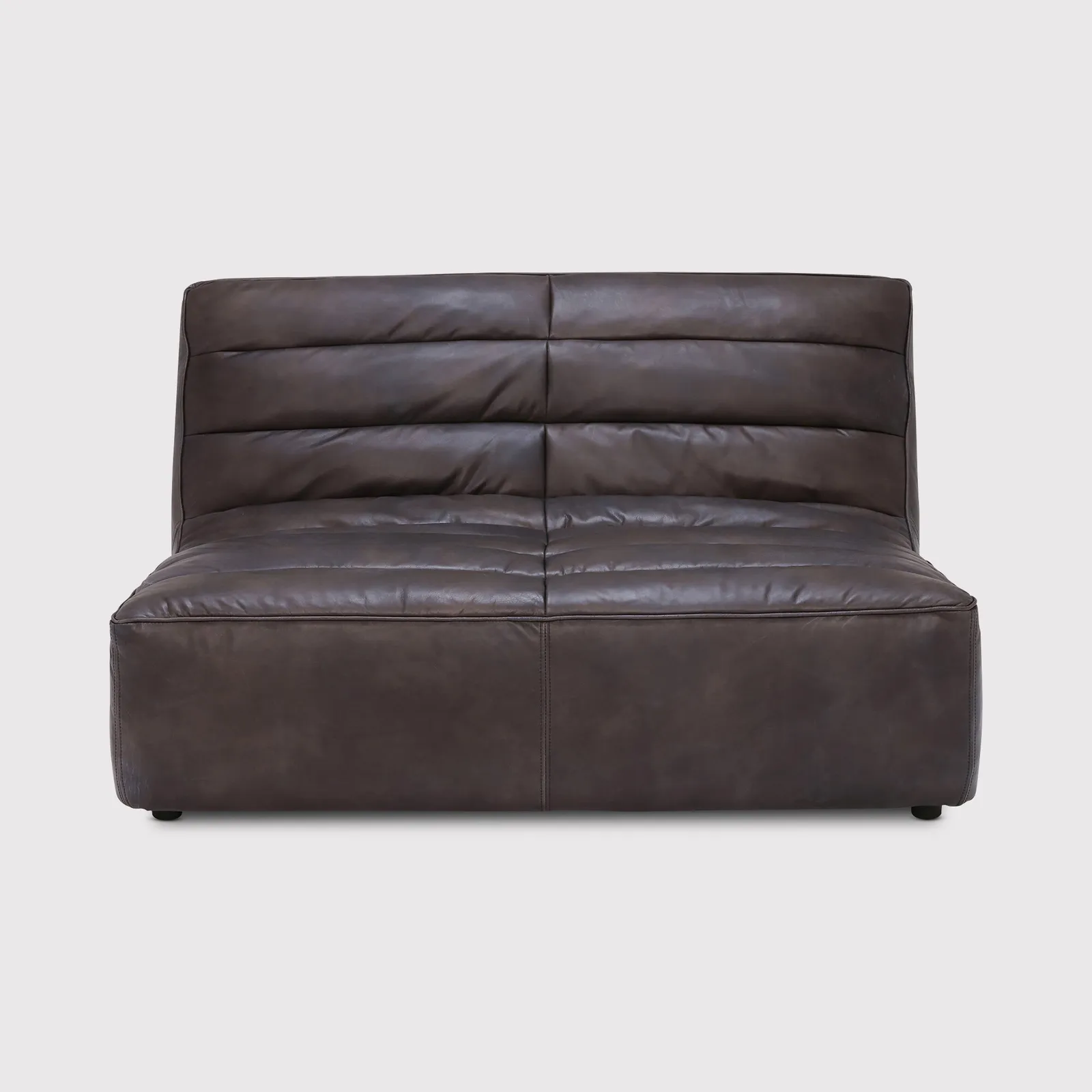 Timothy Oulton Shabby Sectional 2 Seater Modular Sofa, Black Leather | Barker & Stonehouse