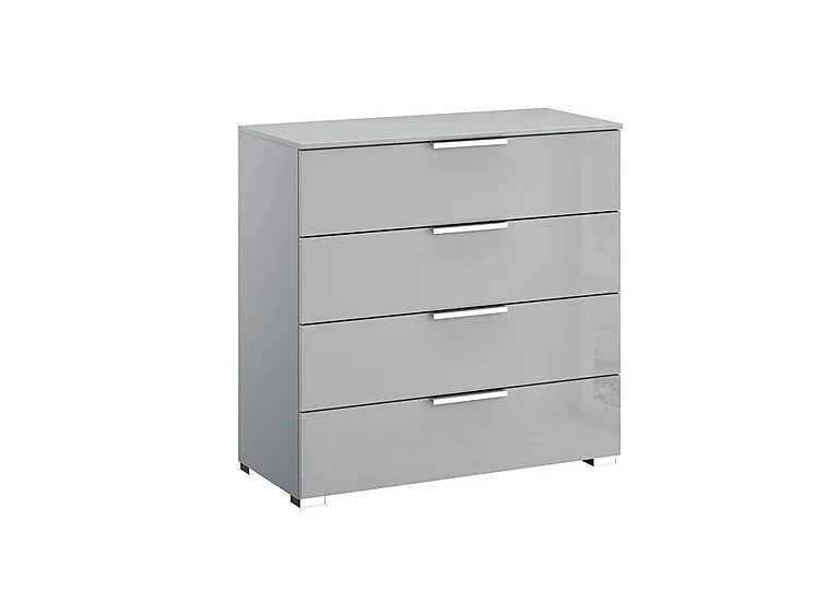 Formes Glass 4 Drawer Wide Chest - Silk Grey/Silk Grey Front
