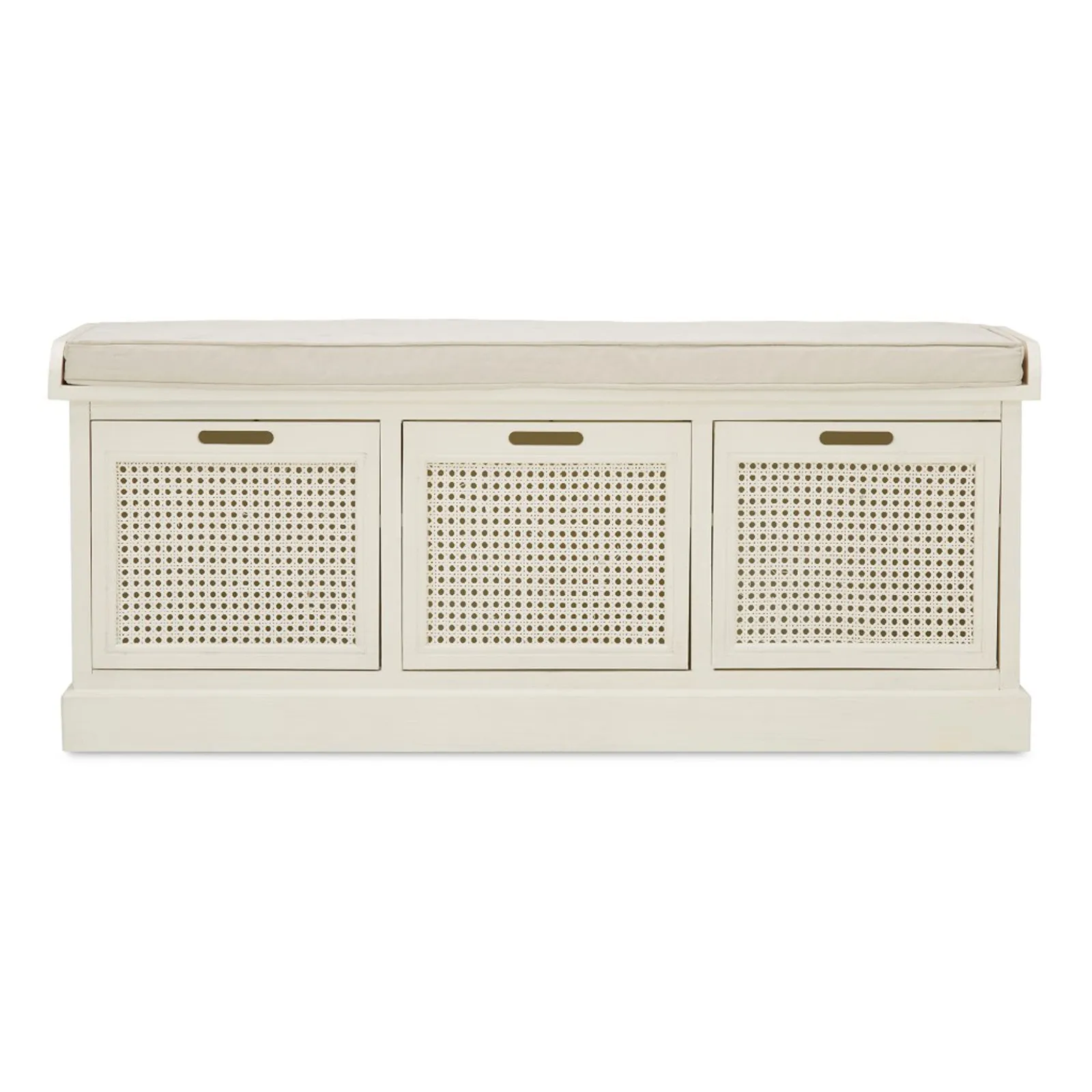 Lucy Cane Cream Storage Bench Natural (White)