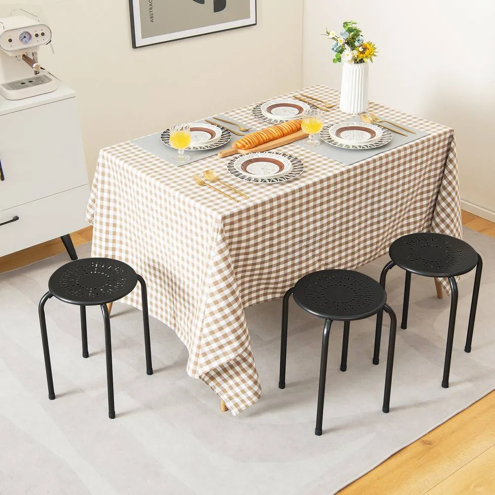 Costway Set of 6 Metal Stacking Stools Round Nesting Bar Stool with X-shape Connection in Black 2