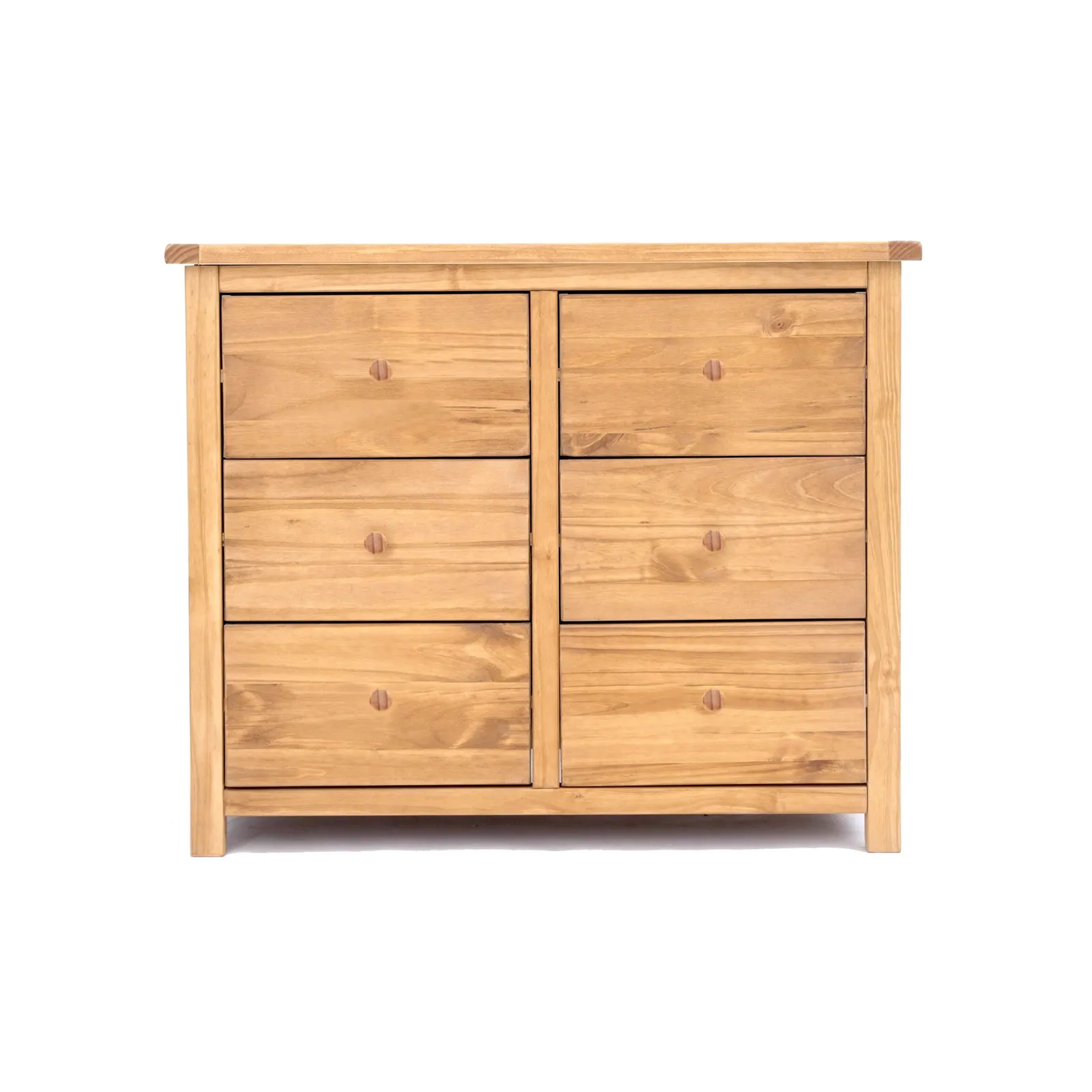 Cabinet Bits Lugo 6 Drawer Chest of Drawers Wood Knob in Light Brown