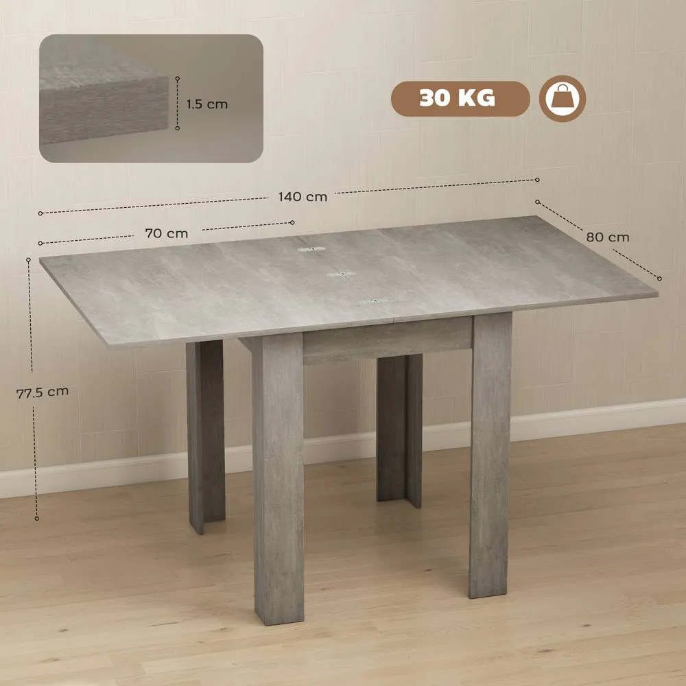 HOMCOM Folding Dining Table for 4-6, Drop Leaf Table for Small Spaces, Grey 3