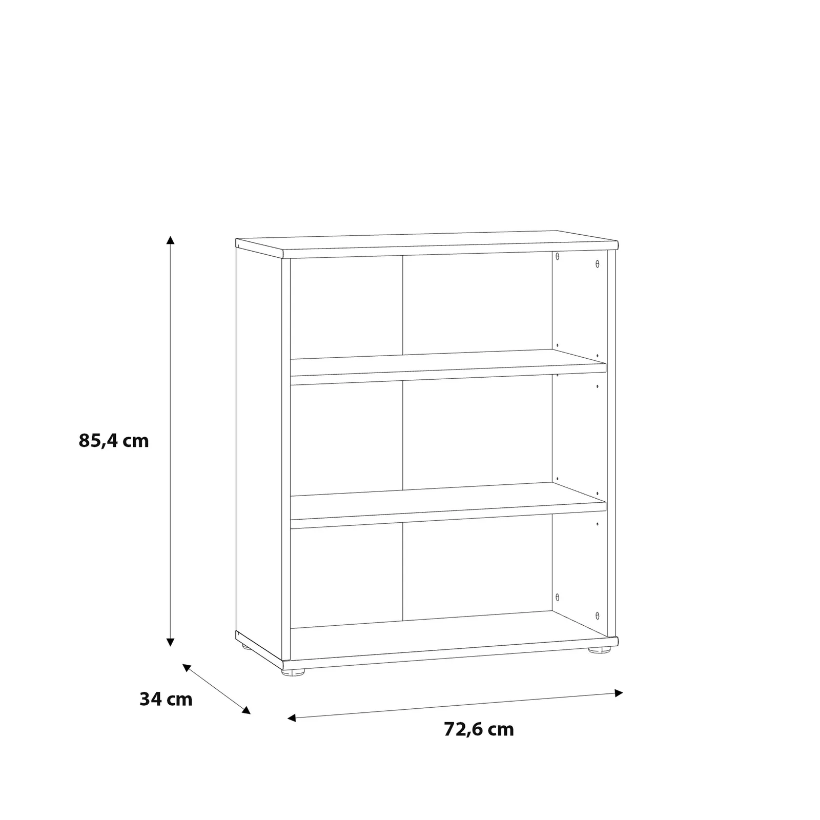 Furniture To Go Essential Low Wide 2 Shelf Bookcase in Vintage Oak in Dark Brown 6