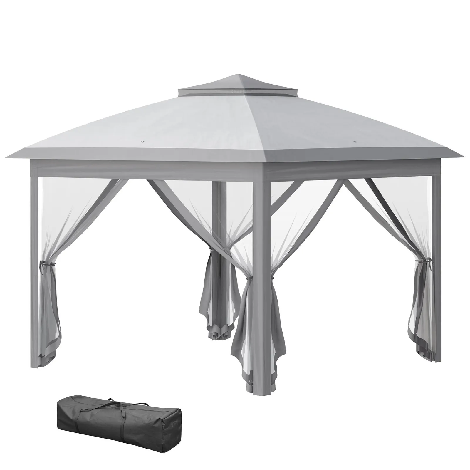 OUTSUNNY Pop Up Gazebo Height Adjustable Canopy Tent w/ Carrying Bag in Grey 2