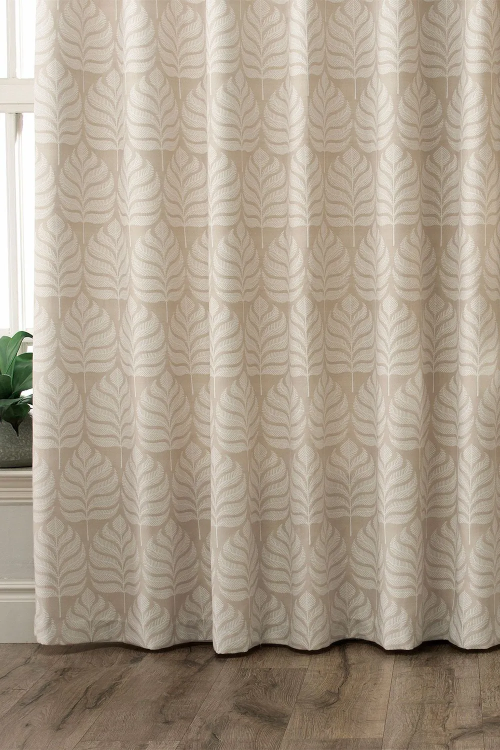 Paoletti Horto Embroidered Botanical Eyelet Curtains in Natural 3