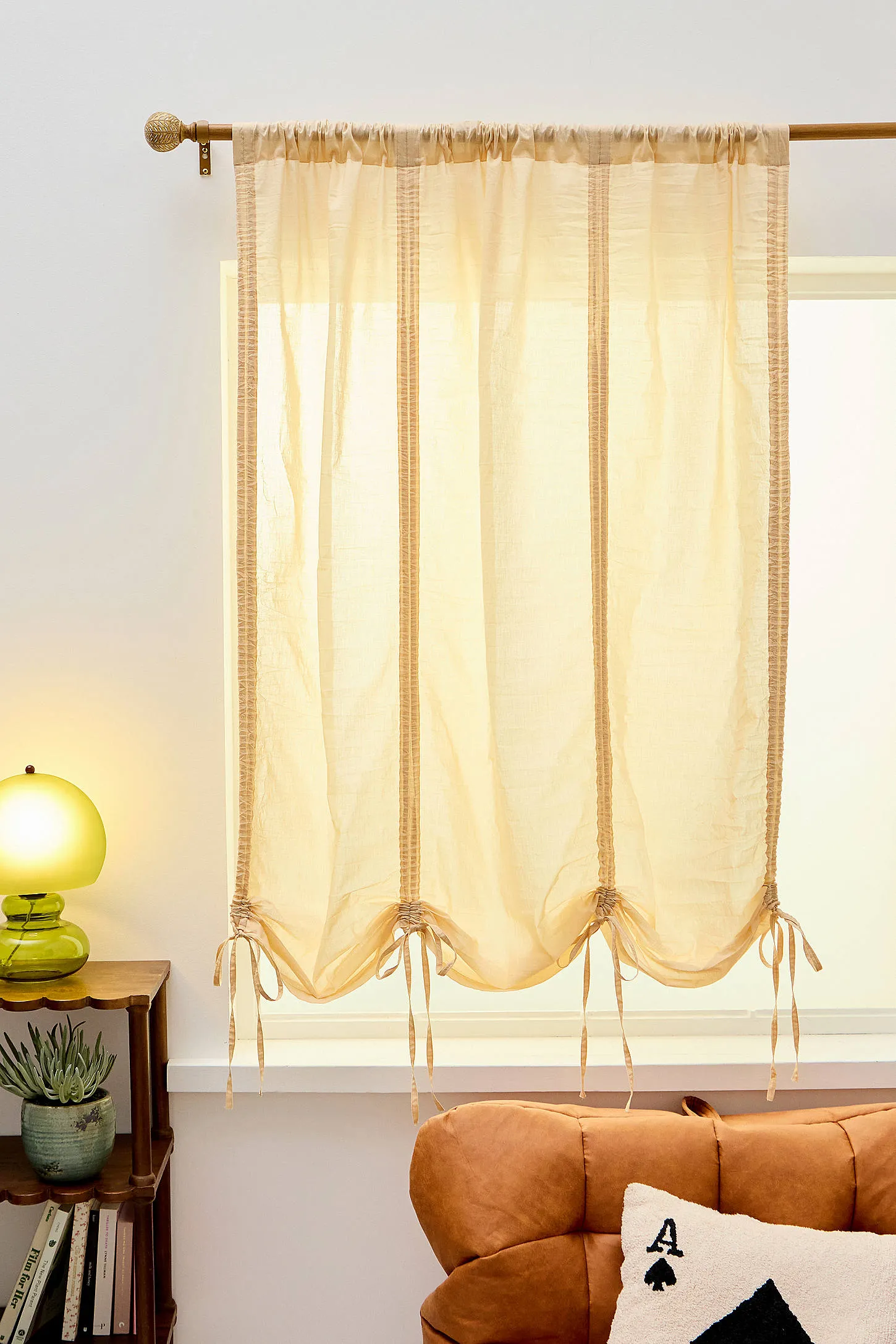 Ecru Tied Valance Curtain - Ecru 2