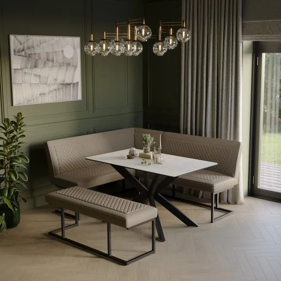 Indus Valley Athena Dining Table With an Athena Faux Leather Corner Bench