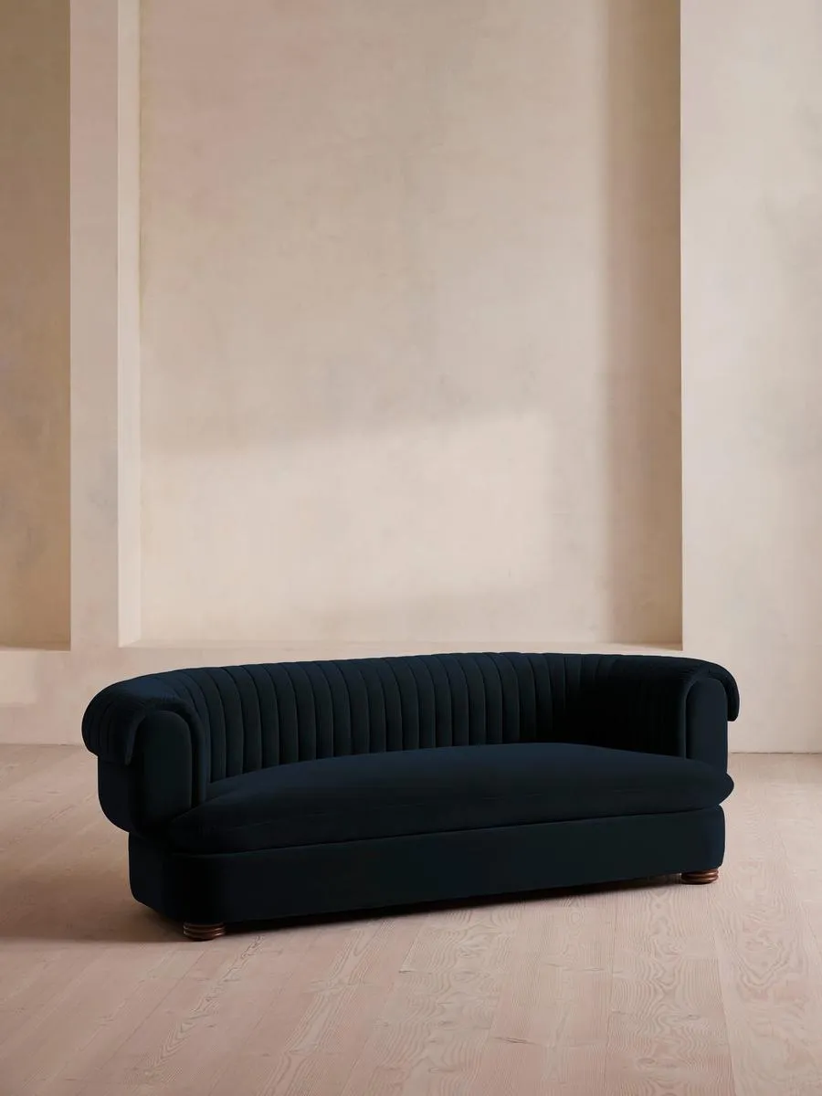 Rava Three Seater Sofa, Velvet, Royal Blue