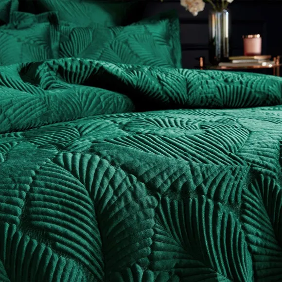 Paoletti Palmeria Emerald Velvet Duvet Cover and Pillowcase Set 3