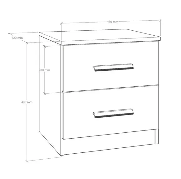 Norland 2 Drawer Bedside Table, Graphite Grey 3