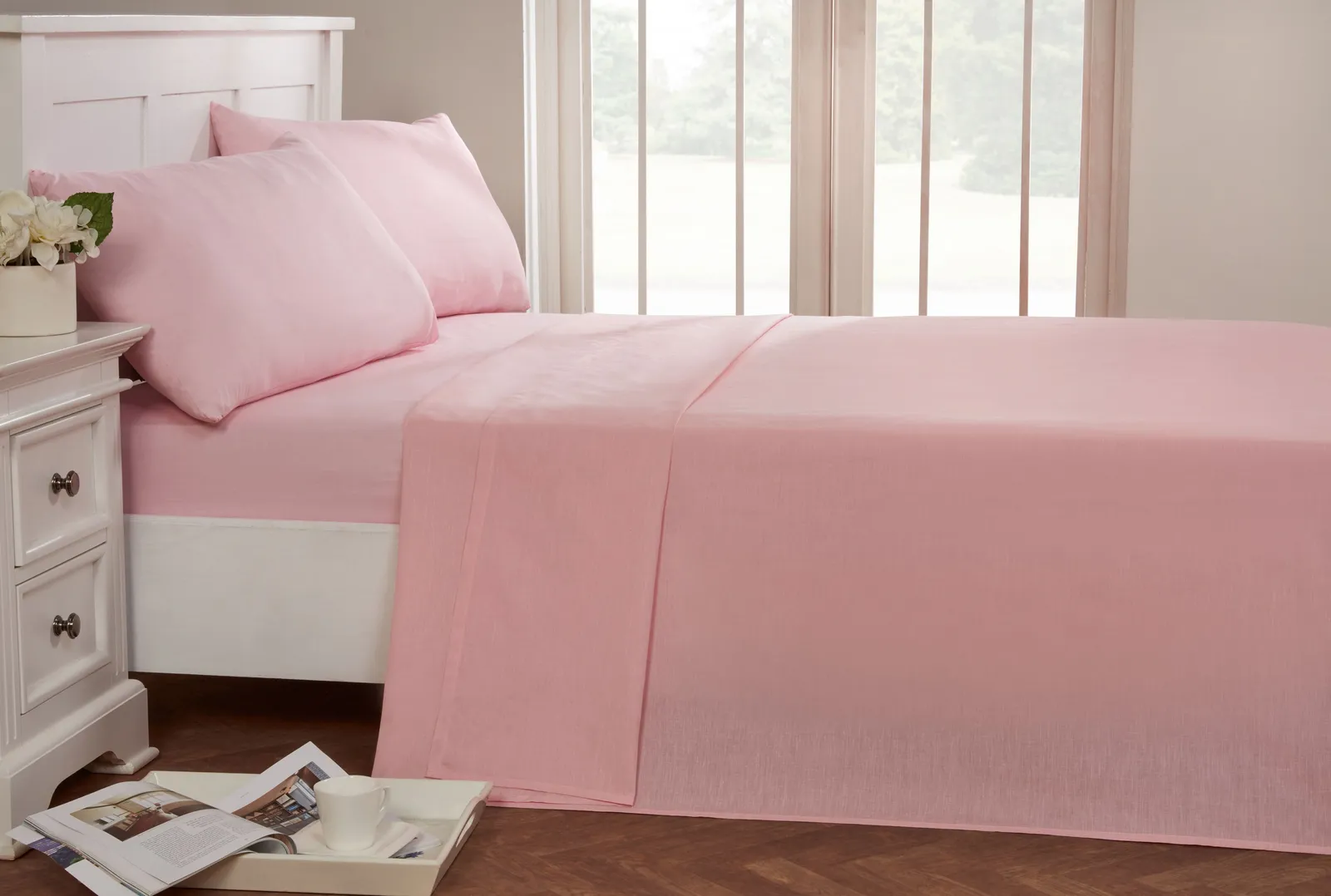 Rapport Home 56P Polycotton Housewife Pillowcase Pair (75 x 50 cm) in Pink 2