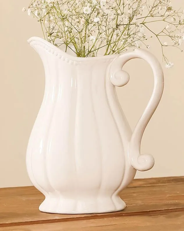 Dibor Gladestry Classical Pitcher Table Decoration Jug Flower Vase in White 4