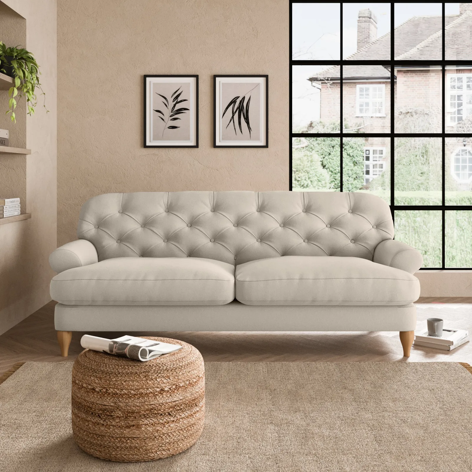 Canterbury Luxury Velvet 3 Seater Sofa Brown