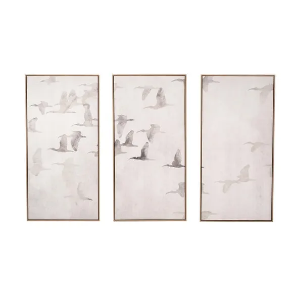 Set of 3 Birds Natural Framed Canvases 4