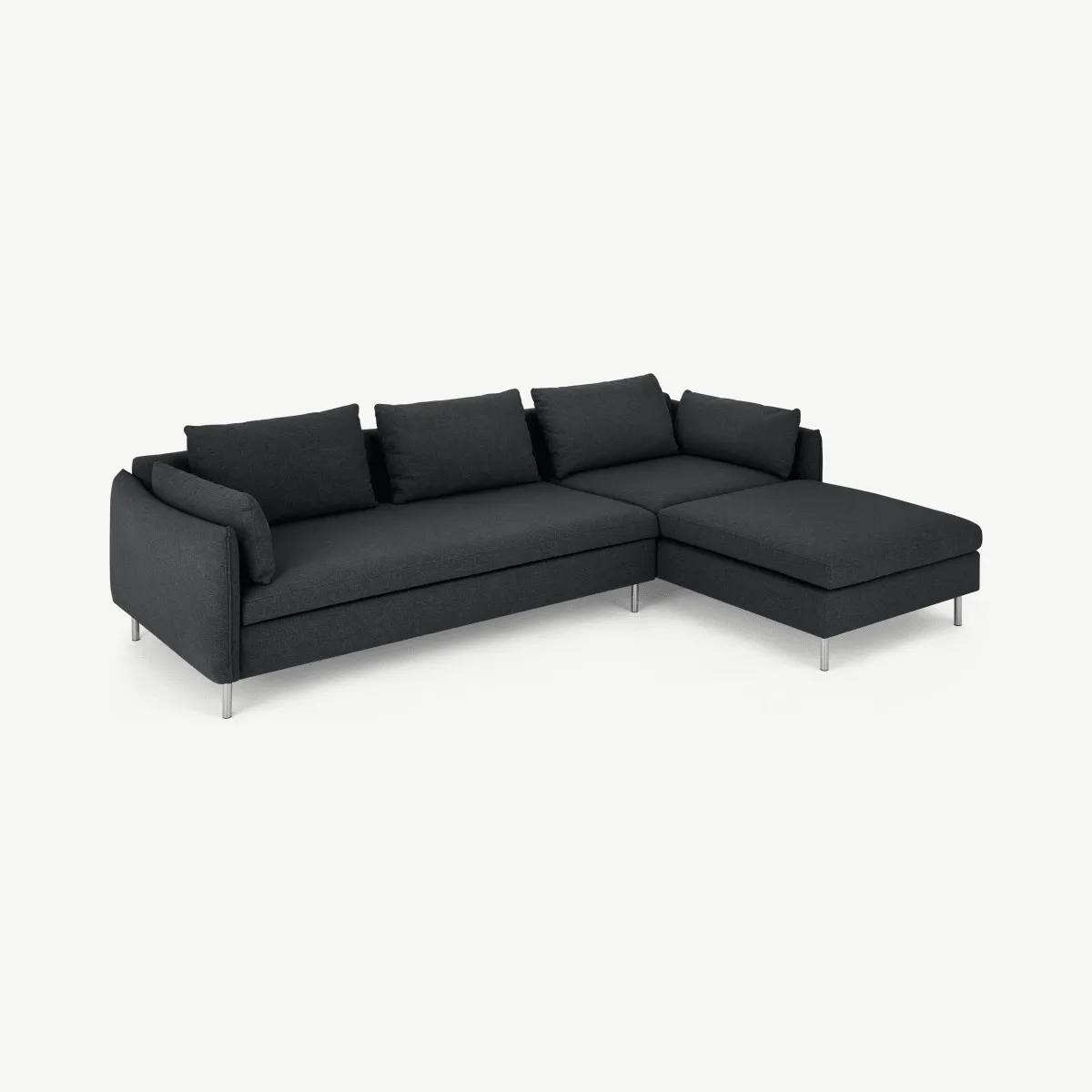Vento Right Hand Facing Chaise End Sofa Bed, Sterling Grey Fabric