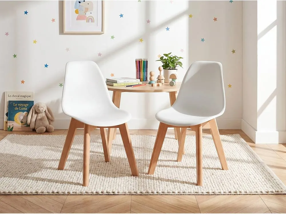 Vente-unique Set Of 2 Children's Polypropylene & Beech Wood Chairs - White 3