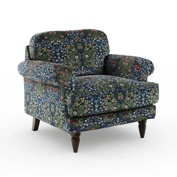 Jolene William Morris Blackthorn Print Velvet Snuggle Chair 6