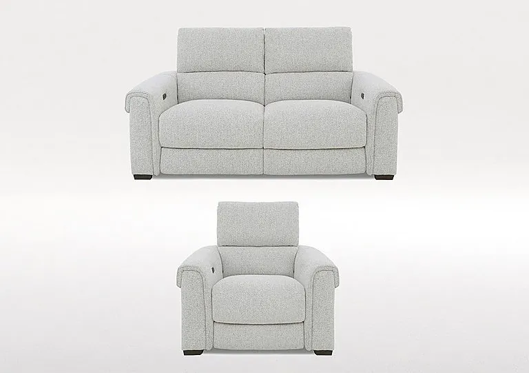 Nixon 2 Seater Fabric Power Recliner Sofa and Armchair Set - Oyster