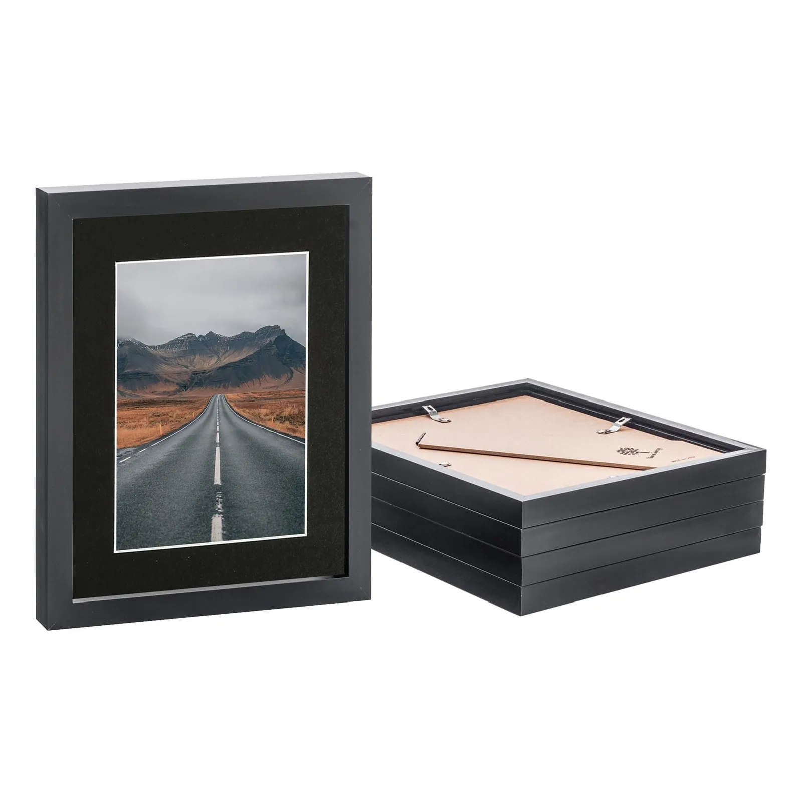 Nicola Spring Photo Frames with 5" x 7" Mount - 8" x 10" - Ivory Mount - Pack of 5 in Black