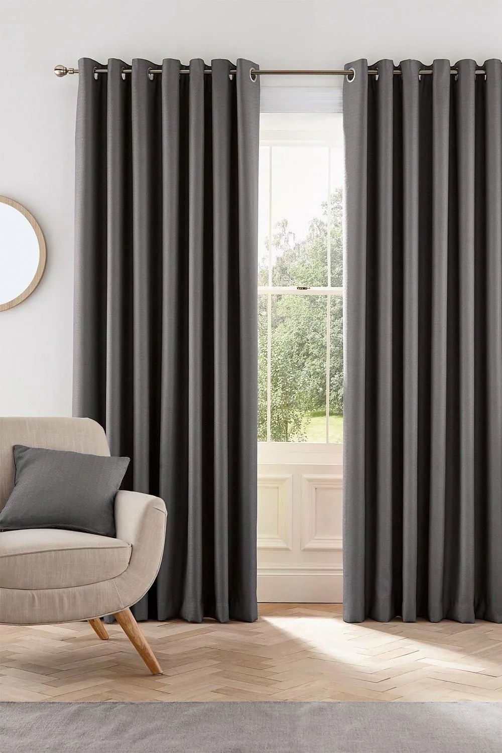 Helena Springfield 'Eden' Woven Lined Curtains in Charcoal 1