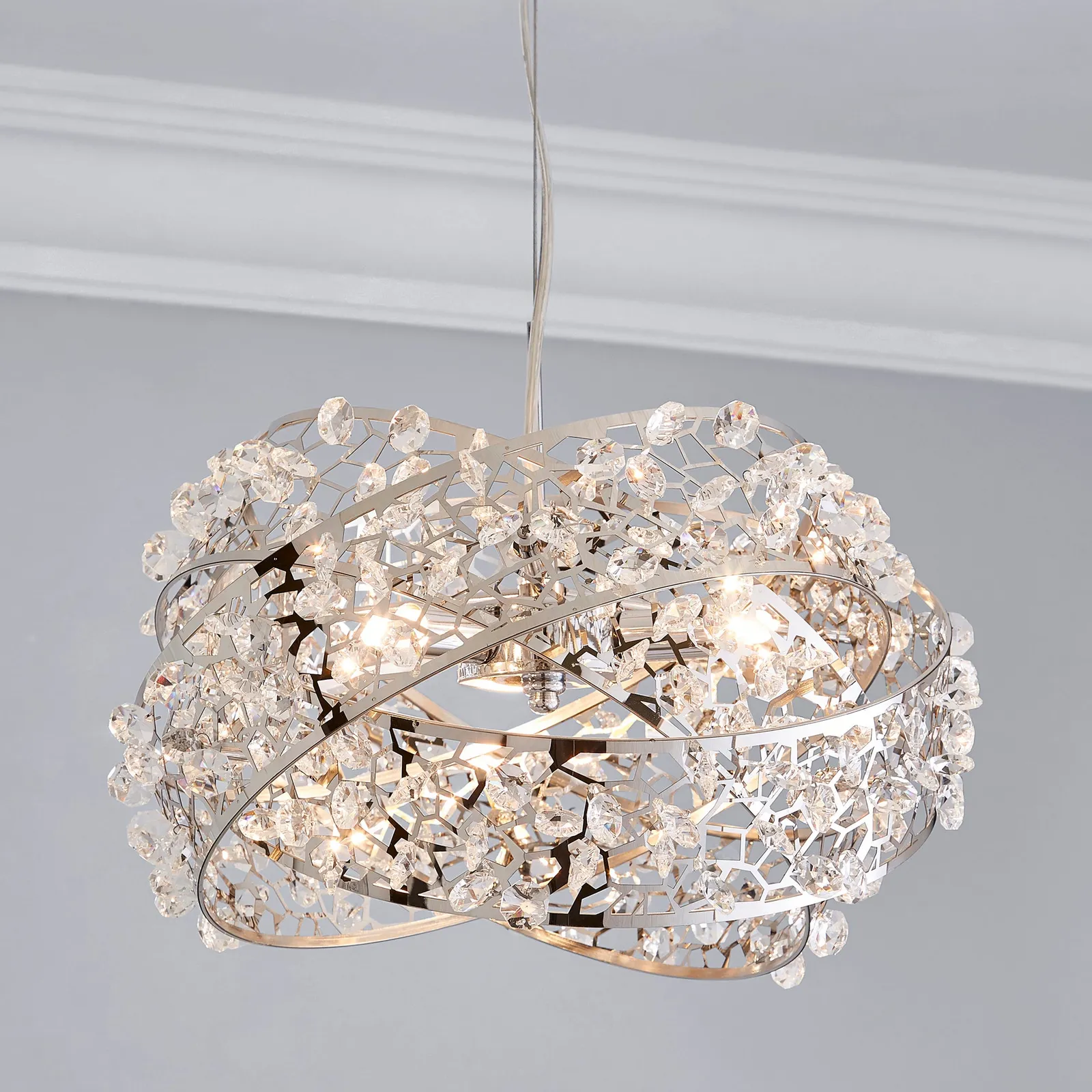 Jaimee 3 Light Crystal Chrome Ceiling Fitting Silver