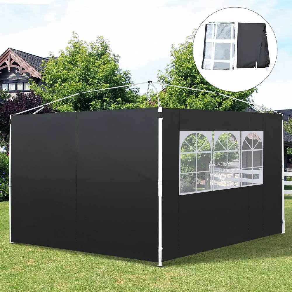 OUTSUNNY Gazebo Replacement Exchangeable Side Wall Panels w/ Window in Black 1
