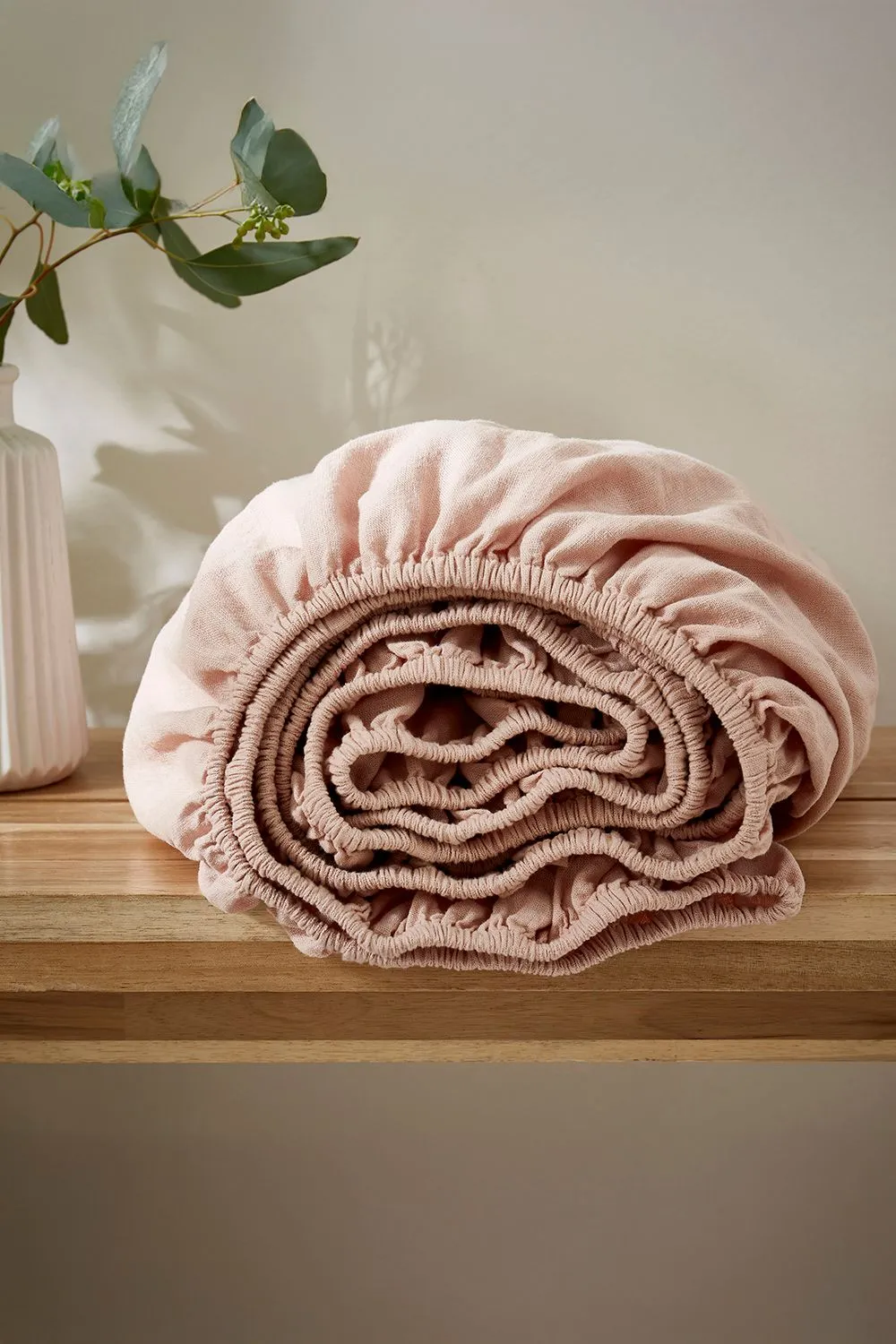 Martex Touch of Linen Fitted Sheet in Pale Pink 2