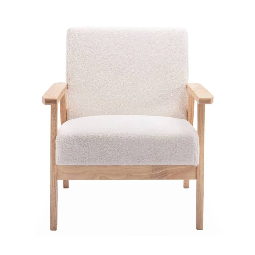 sweeek Armchair & love seat in boucle fabric & rubber wood in Off-White 6