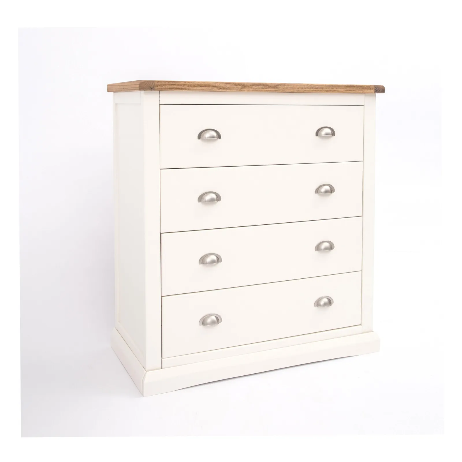 Cabinet Bits Cosenza 4 Drawer Chest of Drawers Chrome Cup Handle in Off-White 2