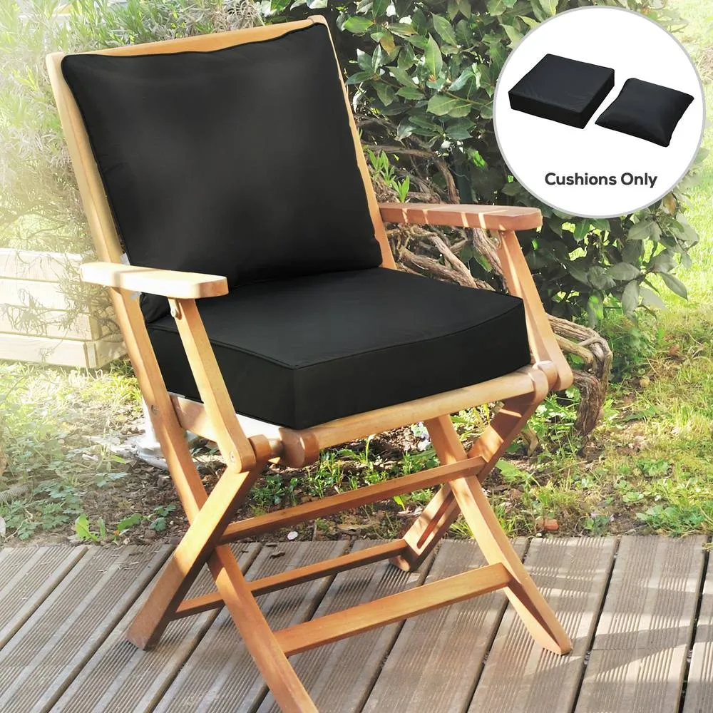 OUTSUNNY Outdoor Seat & Back Cushion Set, Olefin Patio Chair Cushion in Black 1