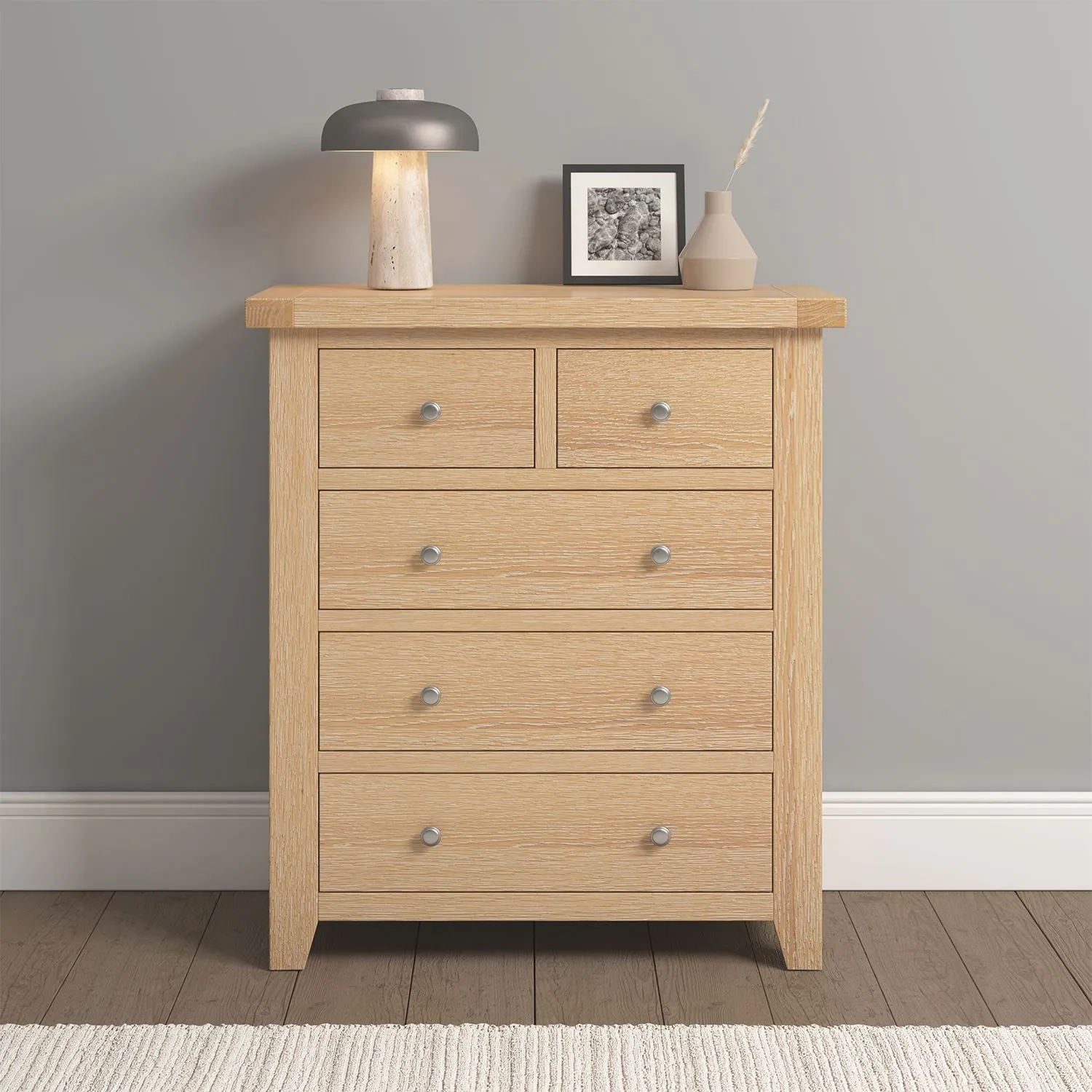 Seconique Windsor 3+2 Drawer Chest (Fully Assembled) in Light Oak 1