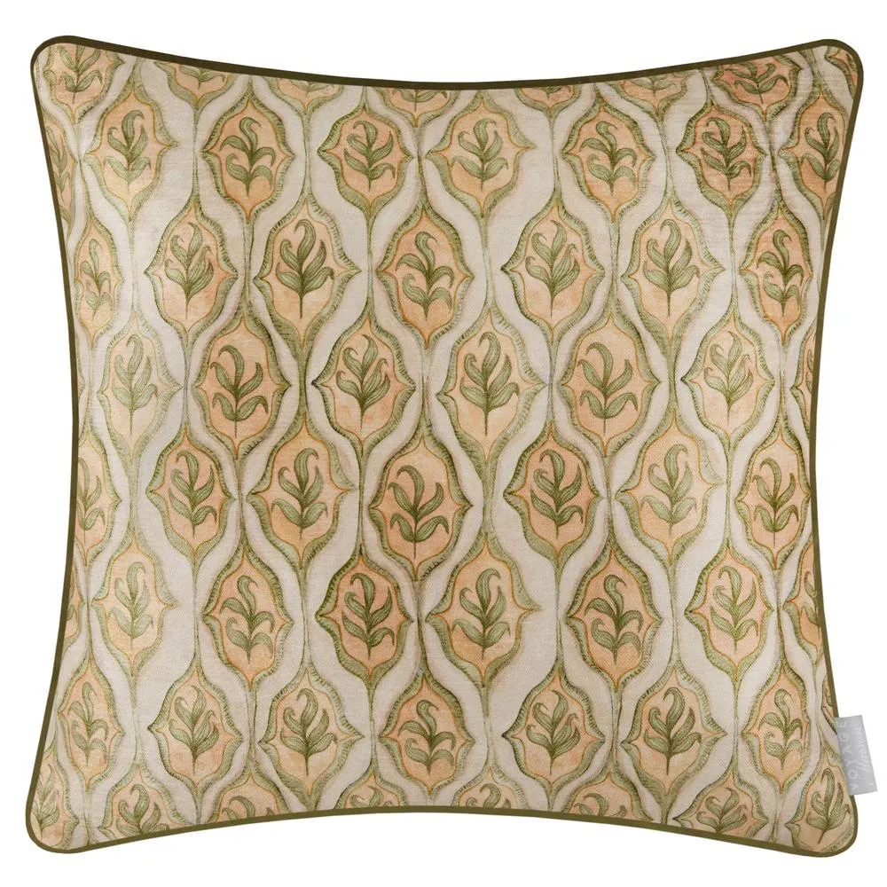 Voyage Maison Zephyr Printed Velvet Cushion in Beige 2