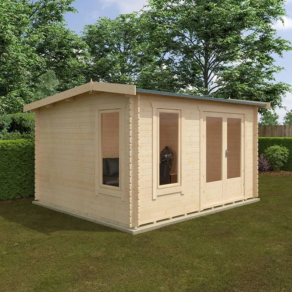 Buttercup Farm 12x10 The Longleat 28mm Cabin - L355 x W295 x H247 cm in Natural 4