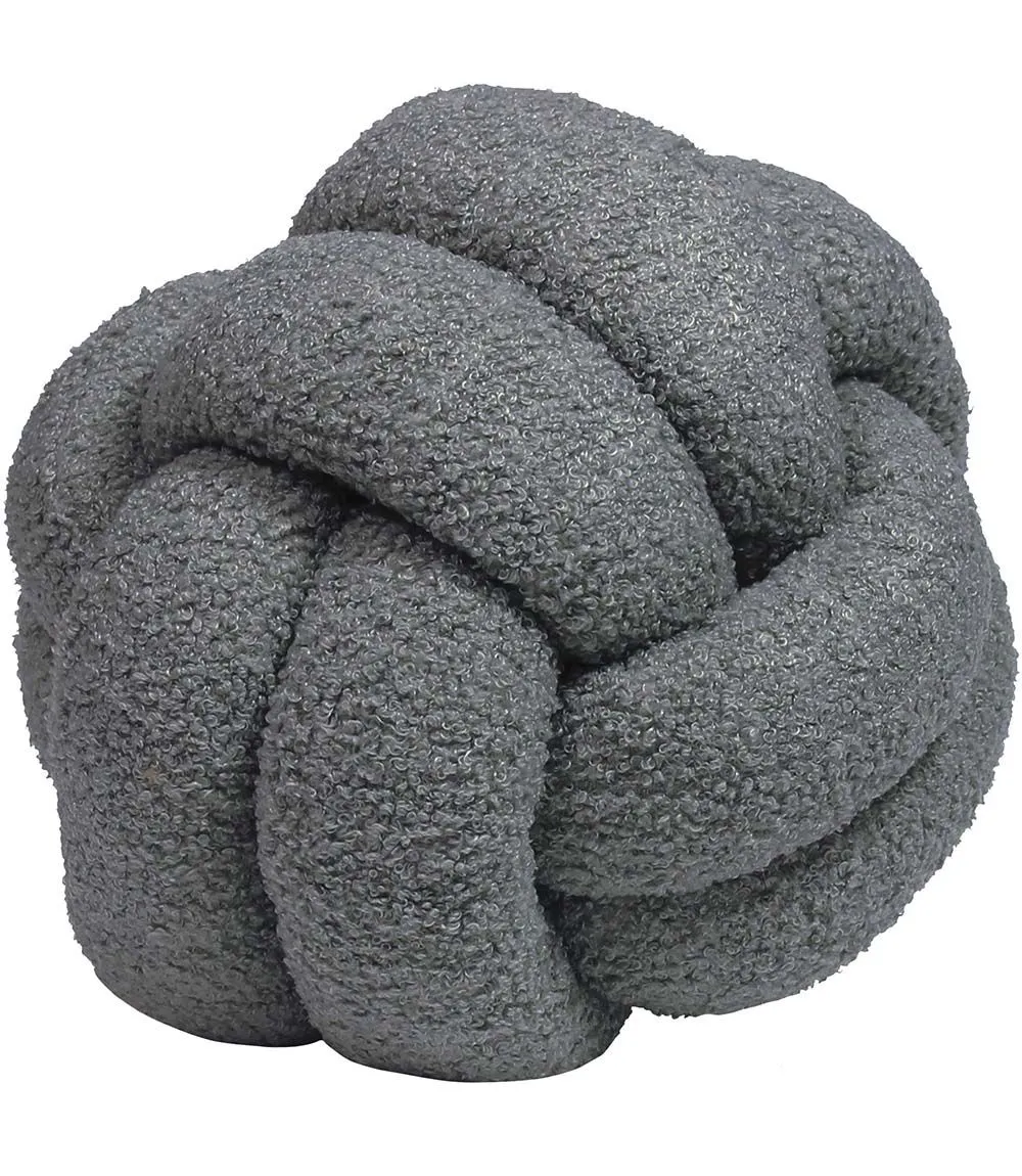 Furn Boucle Knot Fleece Cushion in Grey