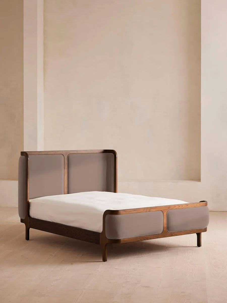 Belsa Bed, Double, Velvet, Taupe