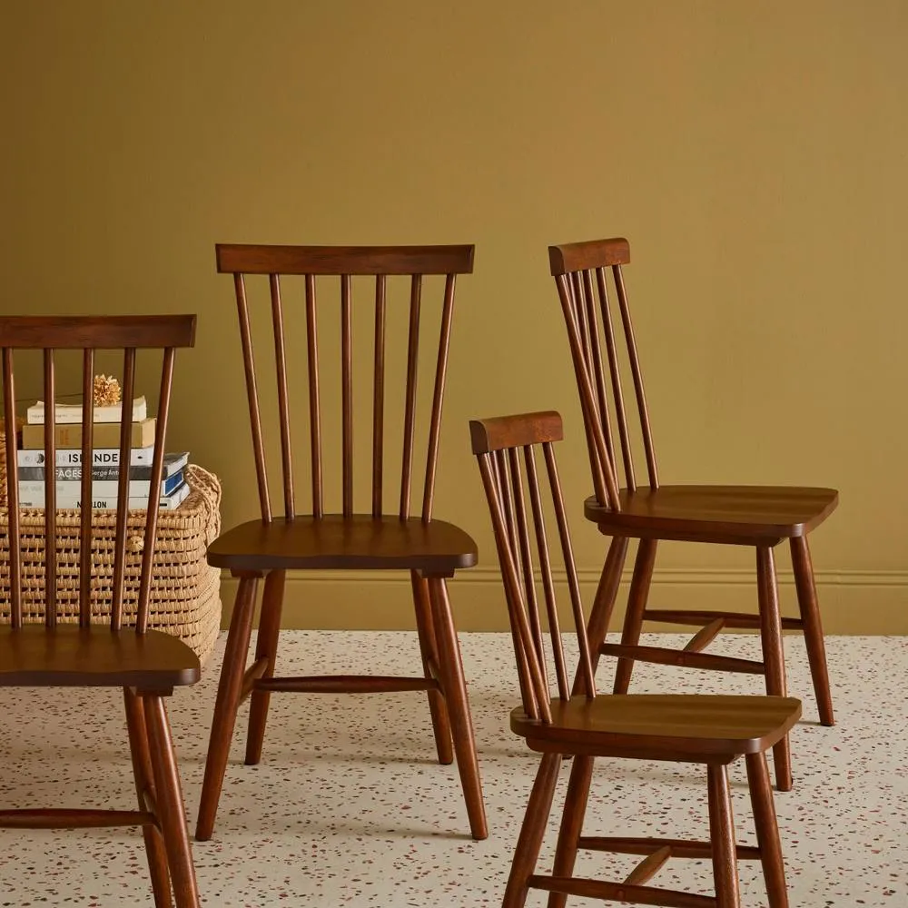 sweeek Set Of 4 Hevea Wooden Chairs in Dark Brown 6
