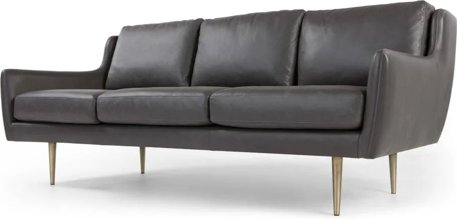 Simone 3 Seater Sofa, Oxford Grey Premium Leather