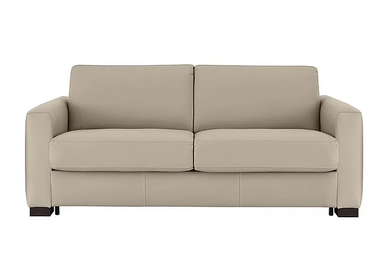 Alcova 3 Seater Leather Sofa Bed with Box Arms - Torello Fango