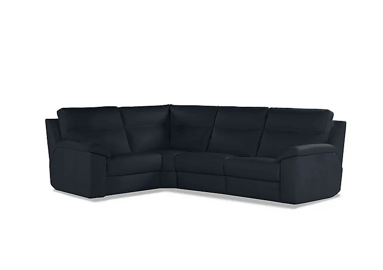 Pepino Small Leather Left Hand Facing Corner Sofa - Torello Blu
