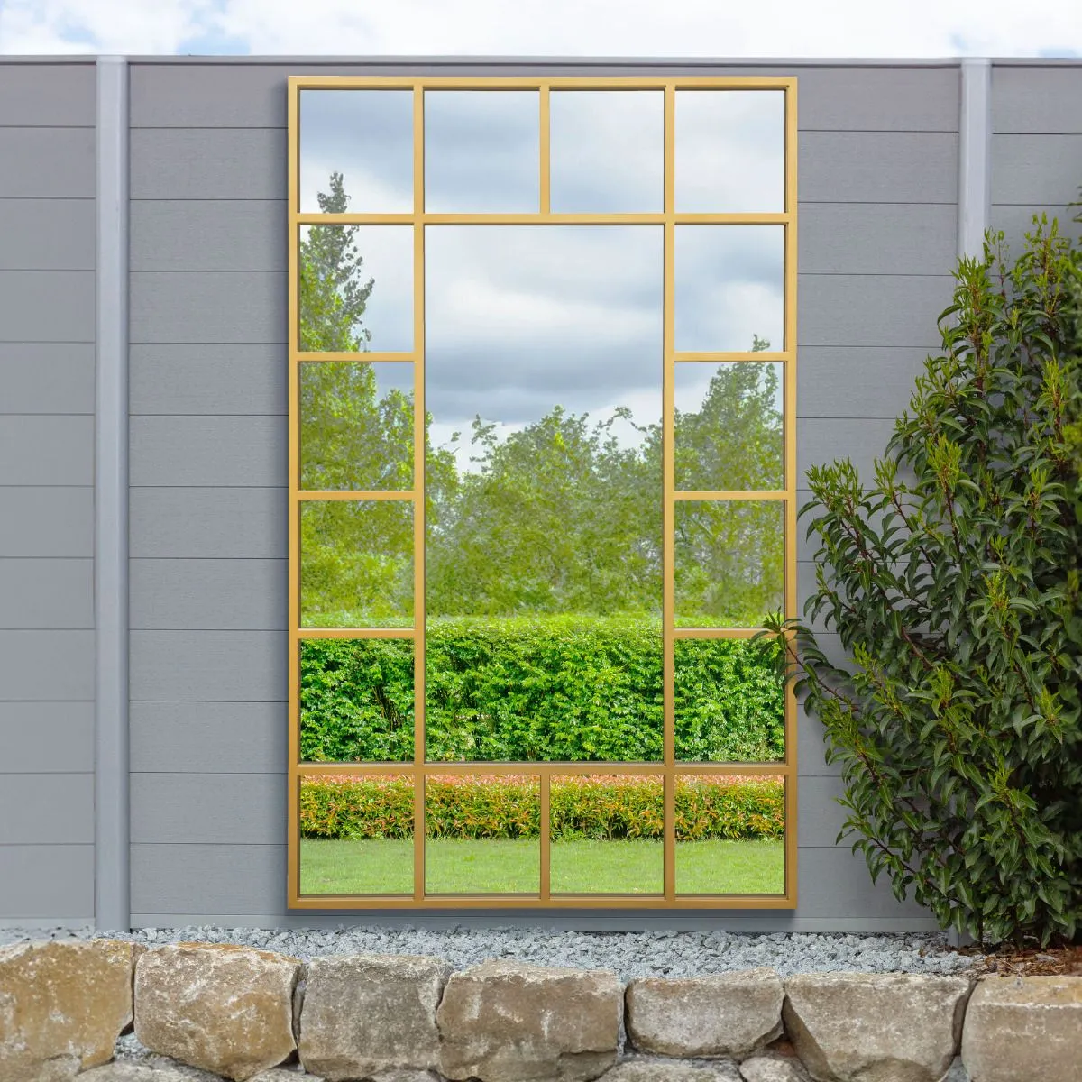 MirrorOutlet Gold Modern Wall & Leaner Garden Mirror 71"x 43" 180x110cm 6