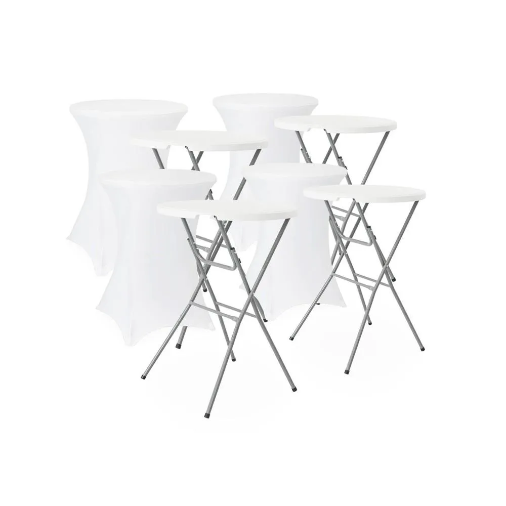 sweeek Folding steel high reception table with protective cover (set of 4) in White 2