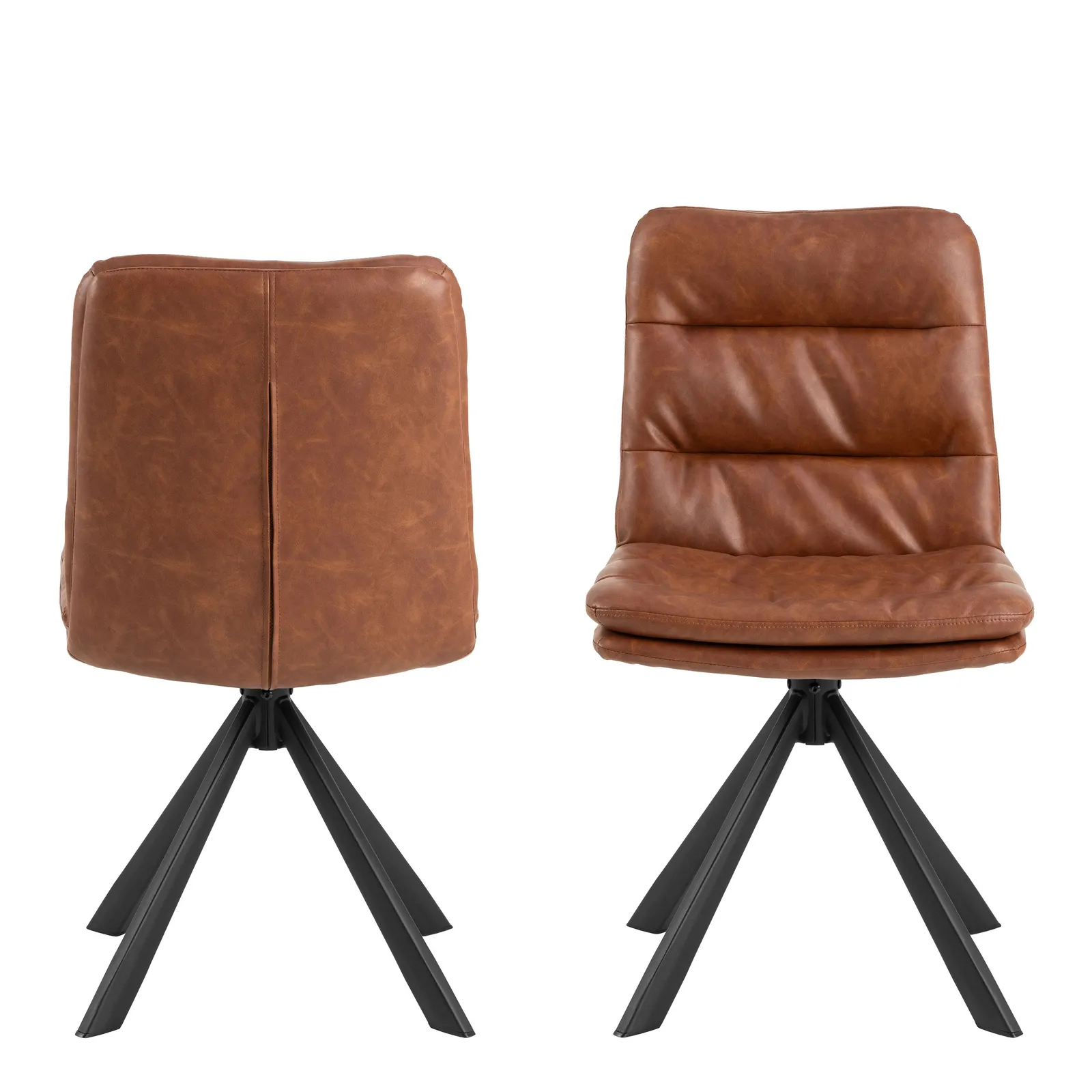 Furniture To Go Dean Brandy PU Swivel Dining Chair Set of 2 in Brown 2