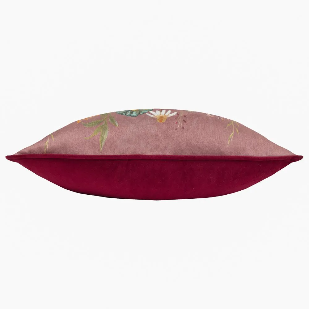 Wylder Meadow Bloom Blossom Printed Chenille Cushion in Purple 4