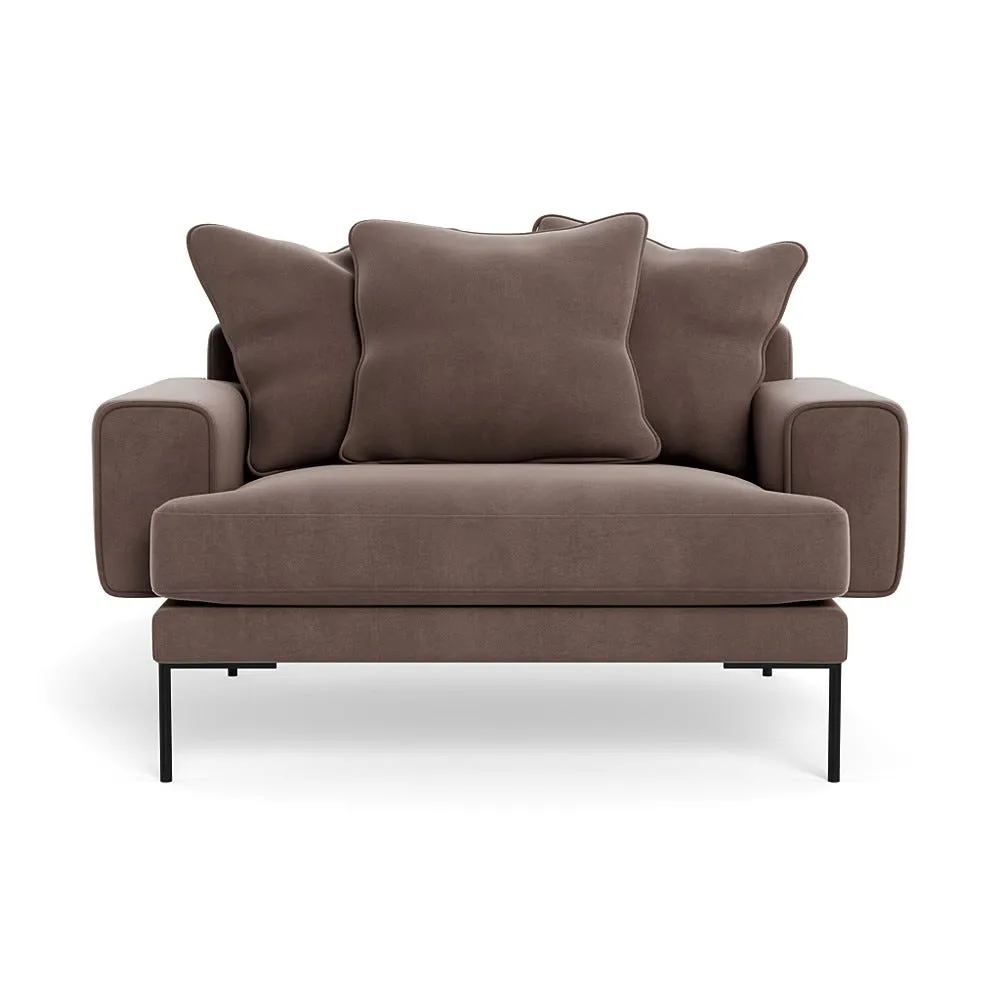 Heal's Torrington Loveseat Smart Velvet Mouse Black Feet 1
