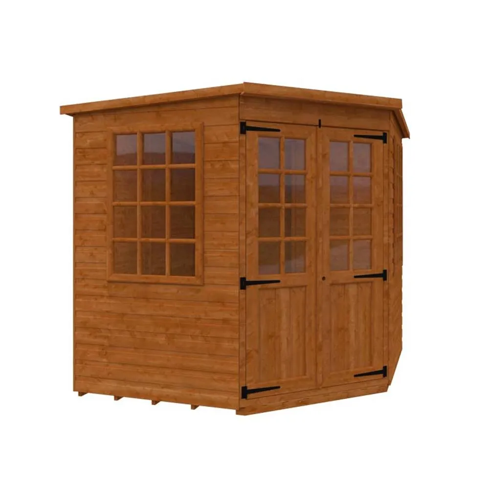 Buttercup Farm 7 x 7 Feet Pentagon Cornerhouse 12mm Shed - Solid Wood/Softwood/Pine in Burnt Orange